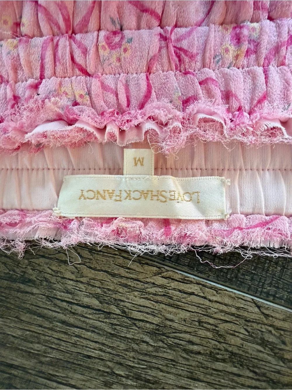 Loveshackfancy Silk Floral Bow Trellis Print Ruffle Skirt Medium